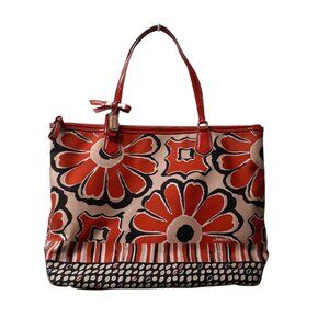 Authentic Coach Red Poppy Floral Shoulder Bag Tote #C1373-25123